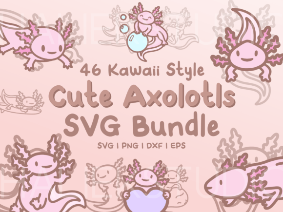 Axolotls SVG Illustrations: A Kawaii Collection for Creative Projects