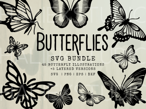 Butterflies SVG Illustrations: 45 Hand-Drawn Designs for Your Projects