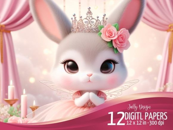 Enchanting Cute Baby Bunny Princess Illustrations