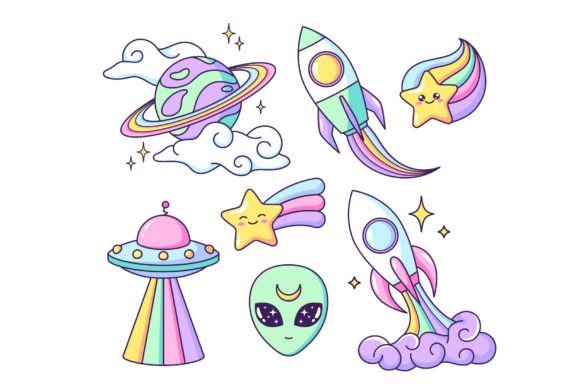 Explore the Cosmos with Space Objects Illustrations