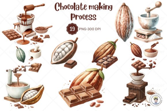 From Bean to Art: Mastering the Chocolate Making Process Illustrations