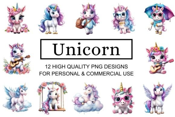 Quirky Unicorn Illustrations: A Magical Design Asset