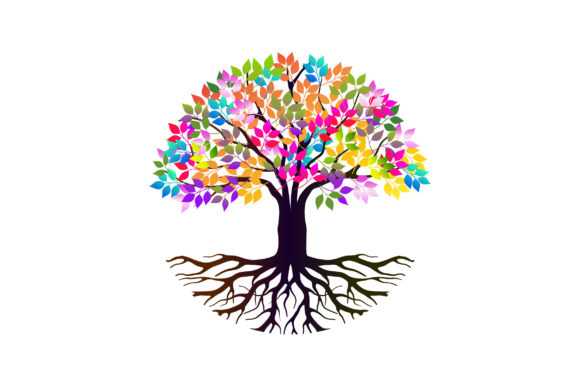 Rainbow Tree Illustrations: A Burst of Colorful Leaf Vector Art